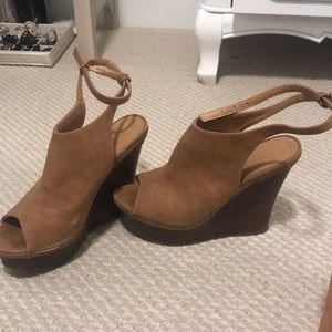 brown suede wedges